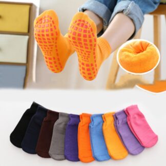 Children Non-slip Floor Socks Spring Autumn Kid Winter Thick Velvet Socks Cotton Candy Color Socks for 1-15 Year Boys Girl Socks 1