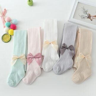 New Summer Girls Pantyhose Soft Cotton Breathable Mesh Bow Tie Decor Tights Stockings Princess Babys Kids Anti-mosquito Leggings 1