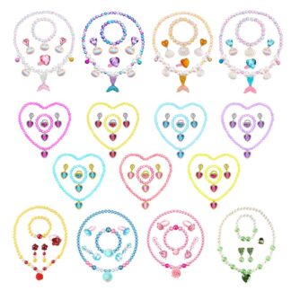 Disney Frozen Anna Elsa Jewelry Sets Girl Little Memaid Snow White Necklace Eardrop Rings Bracelet Kids Christmas Party Gift 1