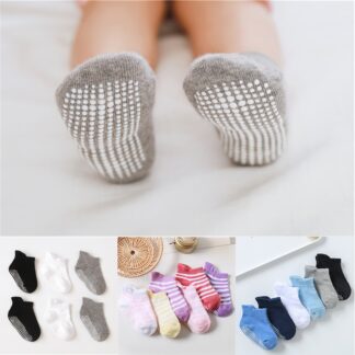 6 Pairs/lot 0 to 5 Years Anti-slip Non Skid Ankle Socks With Grips For Baby Toddler Kids Boys Girls All Seasons Cotton Socks 1