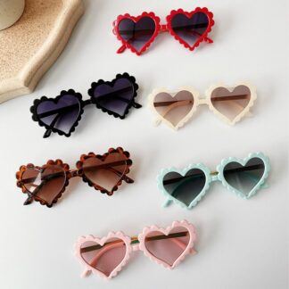 Kids Girl Heart Shaped Sunglasses, Colorful Vintage Cute Baby Eyewear for Party Beach Travel Photography 1