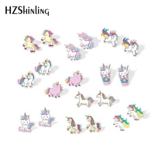 2019 New Cute Unicorn Acrylic Earring Baby Unicorn Resin Earring Epoxy Art Stud Earrings Gifts Girl Boy 1