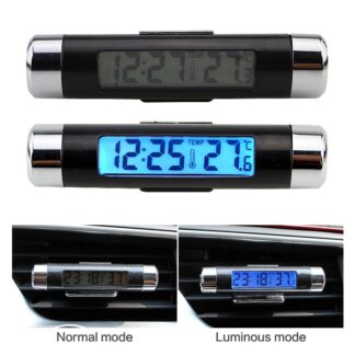 Car Air Outlet Thermometer Electronic Clock LED Backlight Digital Display Auto Electronic Clock Car Interior Parts 1